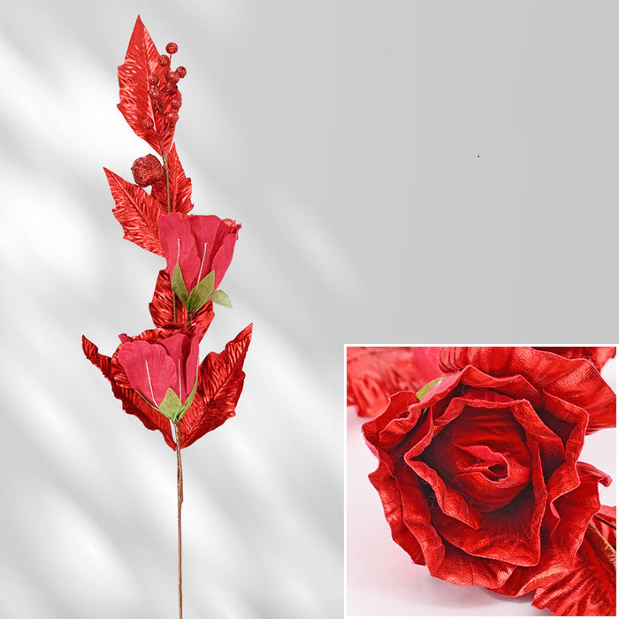 Bulk 35 inches Tall Extra Long Glitter Rose Christmas Stem Ornaments Wholesale