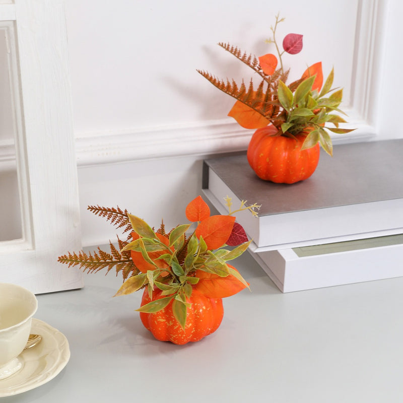 Lot de 3 fausses fleurs de citrouille en vrac - Plantes en pot d'automne pour dîner de table - Vente en gros