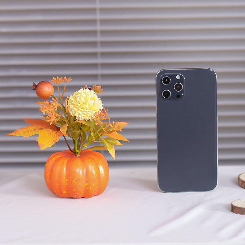 Lot de 3 fausses fleurs de citrouille en vrac - Plantes en pot d'automne pour dîner de table - Vente en gros