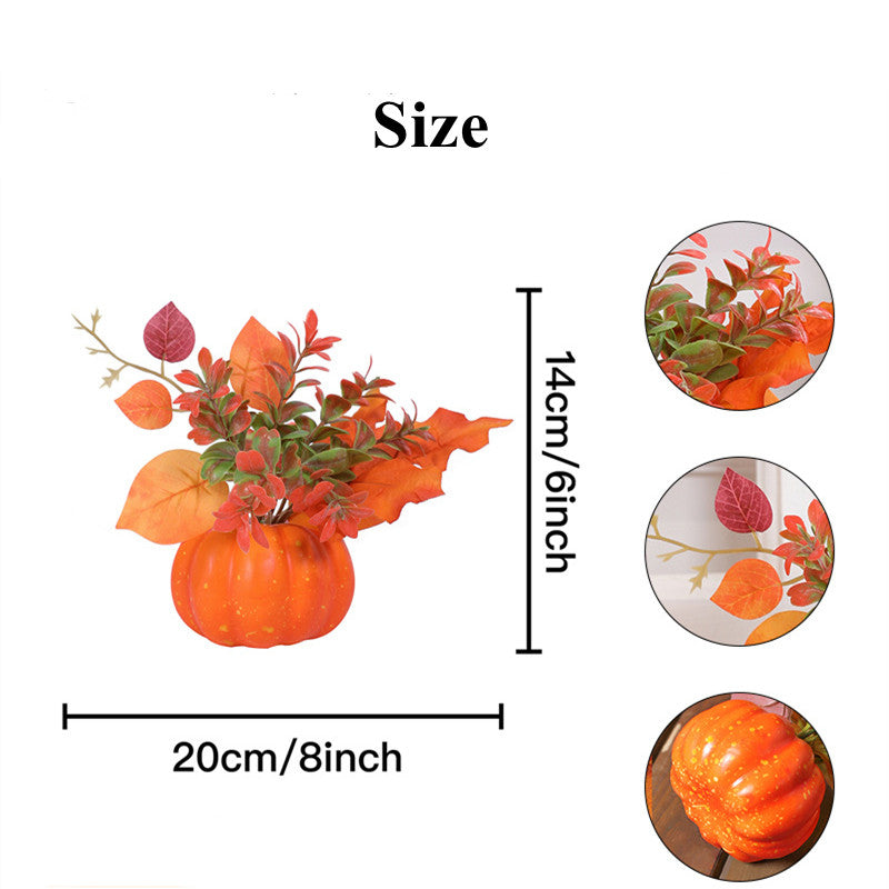 Lot de 3 fausses fleurs de citrouille en vrac - Plantes en pot d'automne pour dîner de table - Vente en gros