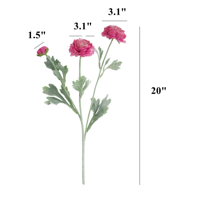 Tiges de renoncules en vrac de 20 pouces Fleurs de renoncules artificielles Fleurs de renoncules en soie en gros