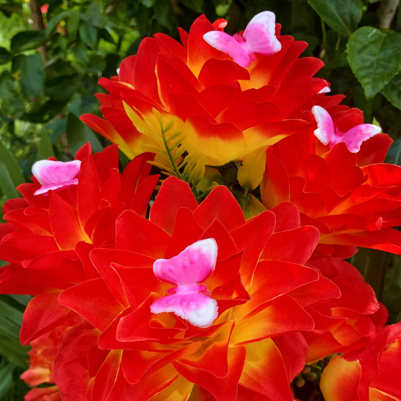 Bulk 18" 24 Stems Fall Artificial Sunset Cemetery Flowers with Vase - Grave Memorial Decor Wholesale