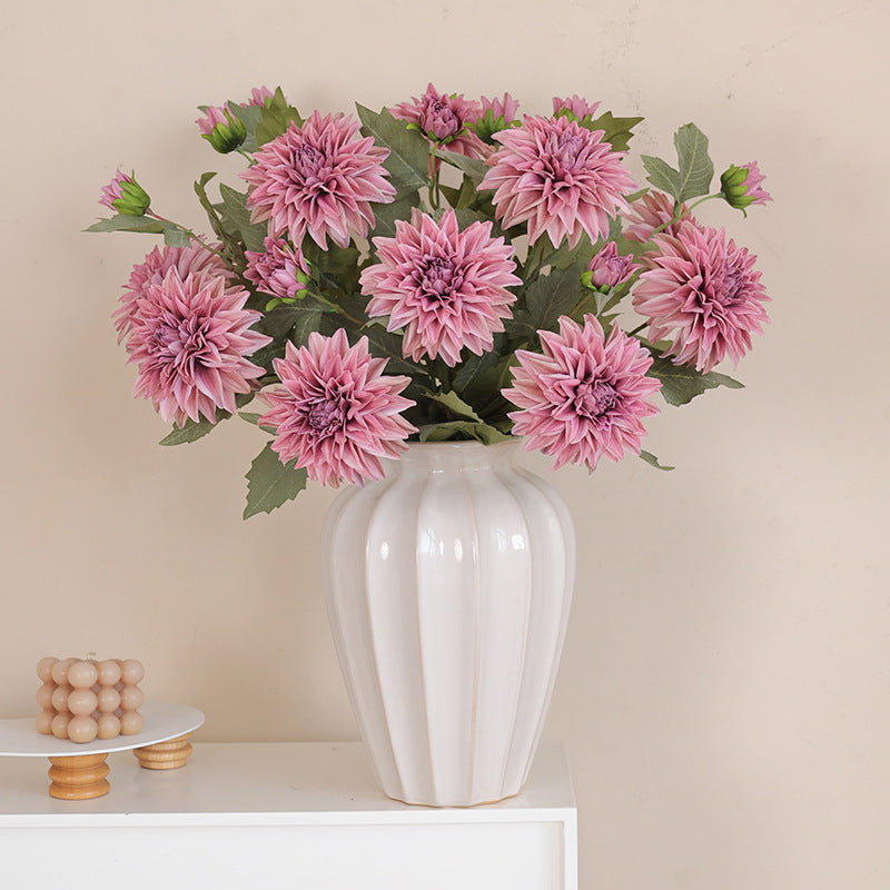 Lot de 6 tiges de dahlia artificielles en soie de 63,5 cm de long, pour décoration de fête à thème des années 1970, vente en gros