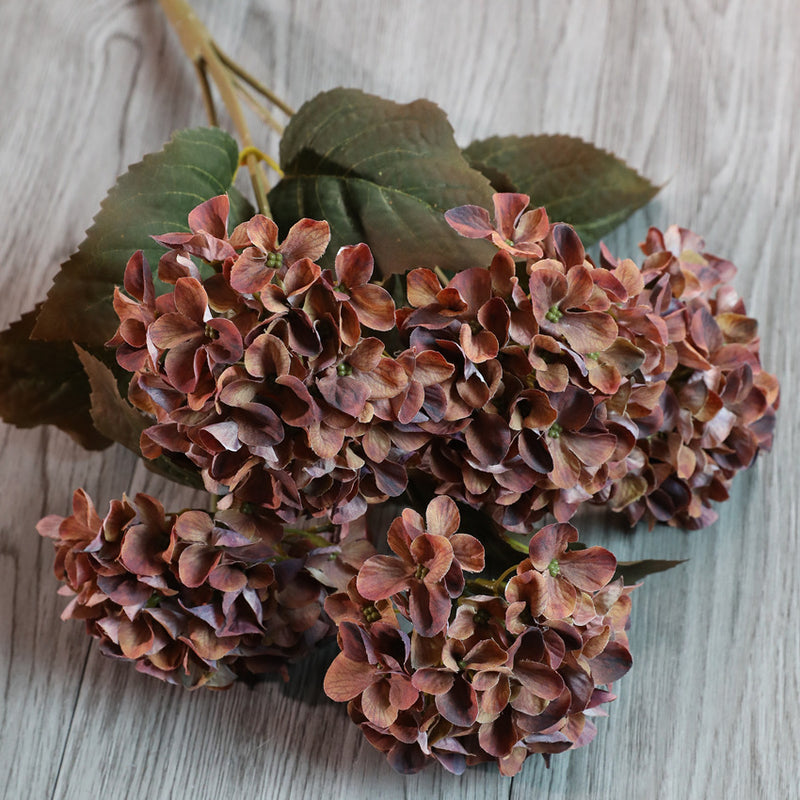 Bouquet d'hortensias en vrac de 17 pouces, fleurs résistantes aux UV pour l'extérieur et l'intérieur, vente en gros 