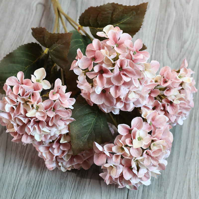 Bouquet d'hortensias en vrac de 17 pouces, fleurs résistantes aux UV pour l'extérieur et l'intérieur, vente en gros 