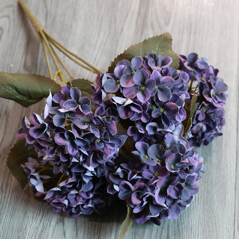 Bouquet d'hortensias en vrac de 17 pouces, fleurs résistantes aux UV pour l'extérieur et l'intérieur, vente en gros 