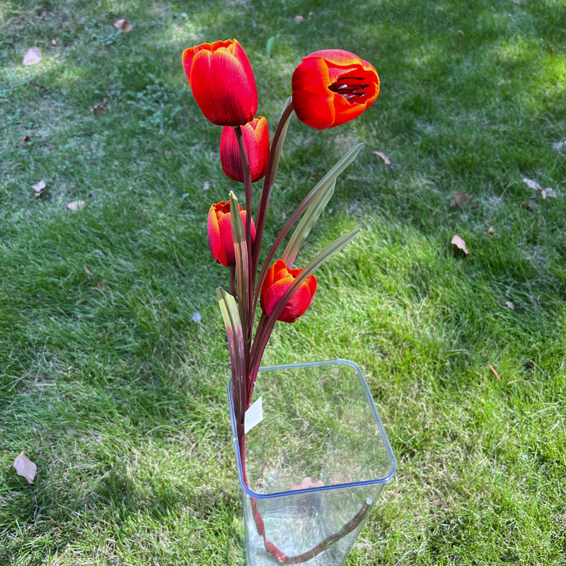 Bulk Exclusive 40" Long Fall Winter Silk Flowers Tulips Stems Orange Fall Red Floral Arrangement Wholesale