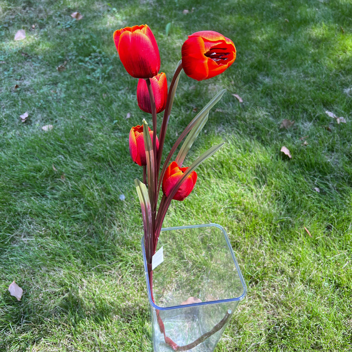 Bulk Exclusive 40" Long Fall Winter Silk Flowers Tulips Stems Orange Fall Red Floral Arrangement Wholesale