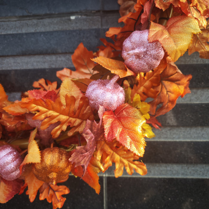 Bulk Exclusive 26" Large Fall Pumpkins Maple Wreath for Front Door Removable Wholesale