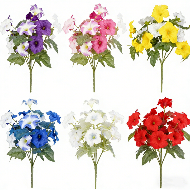 Bulk 12 Bundles Artificial Petunias Flowers for Outdoors Flowers Plants UV Resistant Look Real Silk Flowers for Outside Wholesale