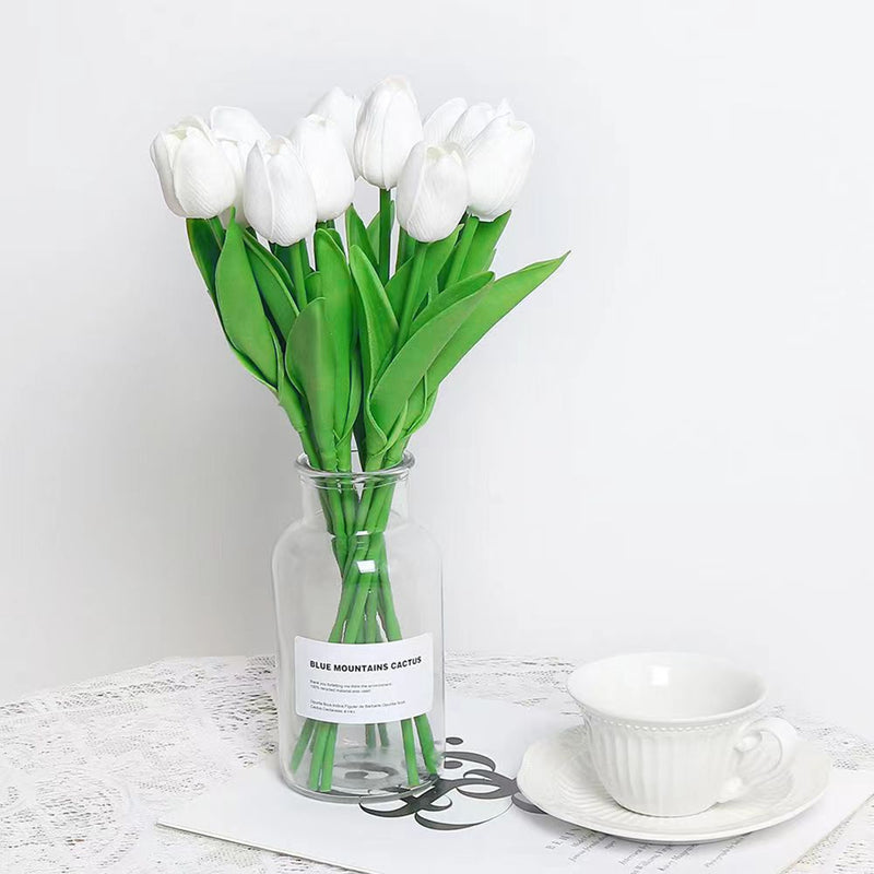Bulk 20pcs White Tulips Faux Flowers White for Spring Mother's Day Easter Gifts Wholesale