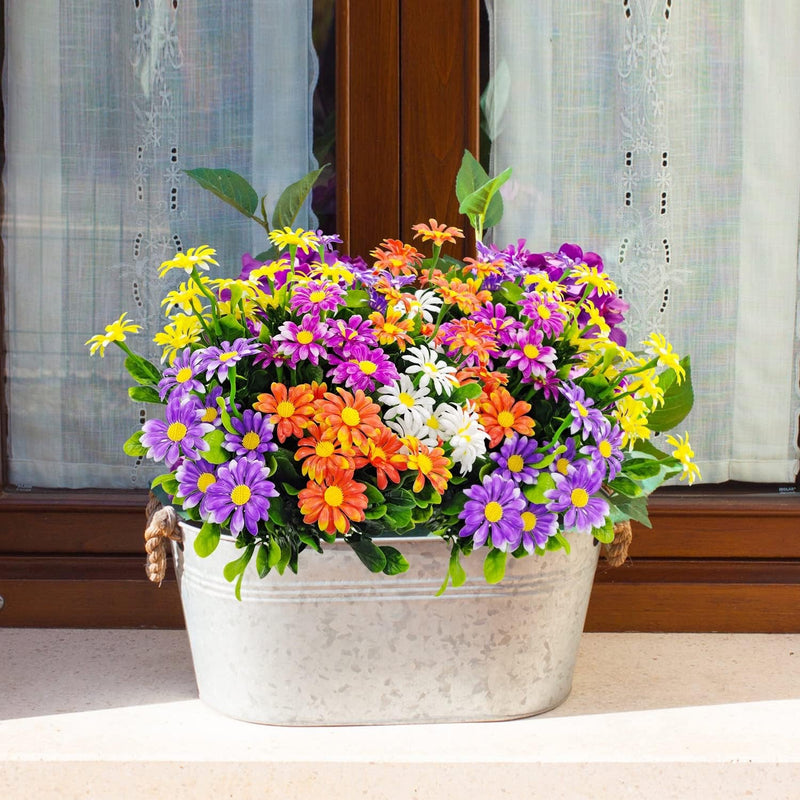 Lot de 10 bouquets de fleurs artificielles pour jardinières d'extérieur 