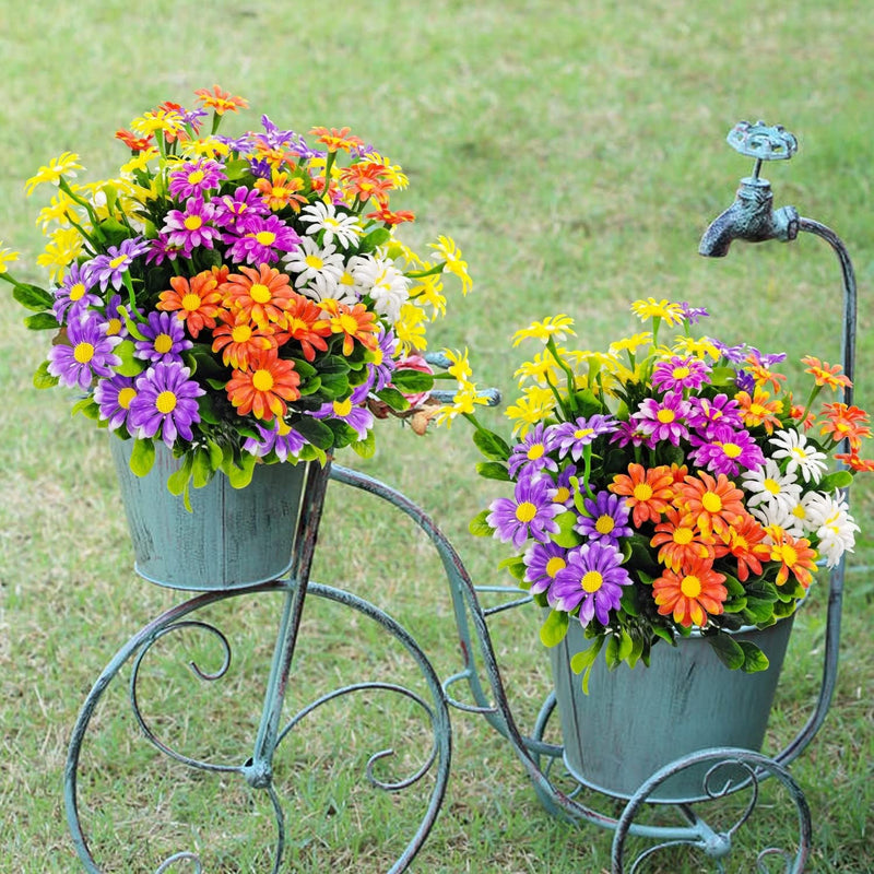 Lot de 10 bouquets de fleurs artificielles pour jardinières d'extérieur 