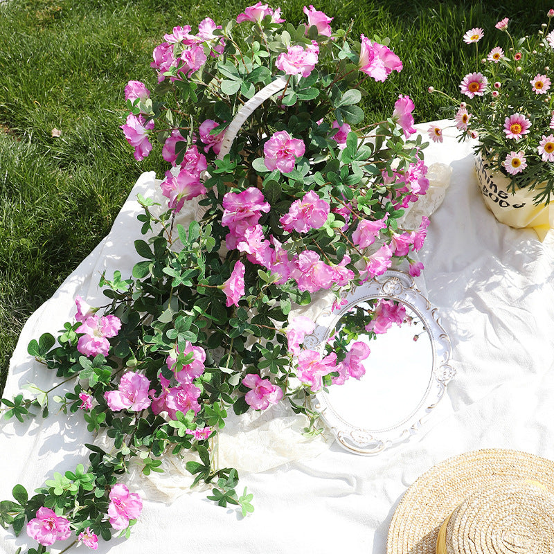 azalea hanging plant Bulk 40" Faux Hanging Azalea Bushy Flowers UV Resistant for Outdoors Wholesale