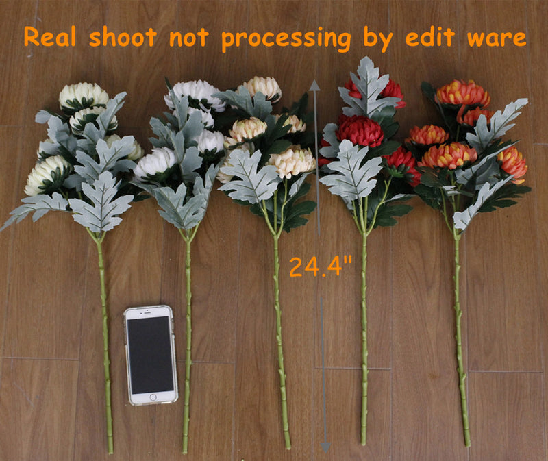 Bulk 2pcs Kiku Stems Chrysanthemum Spray Mum Branches Autumn Decoration Wholesale