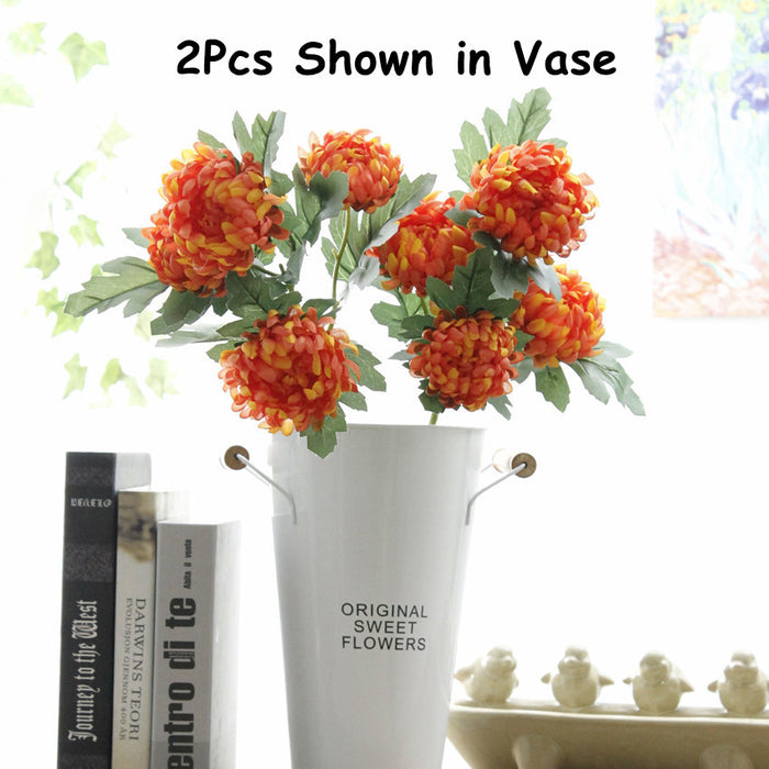 Bulk 2Pcs Faux Kiku Flower Stems Chrysanthemum Spray Autumn Flowers Centerpiece Wholesale