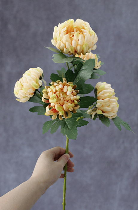 Bulk 2Pcs Faux Kiku Flower Stems Chrysanthemum Spray Autumn Flowers Centerpiece Wholesale