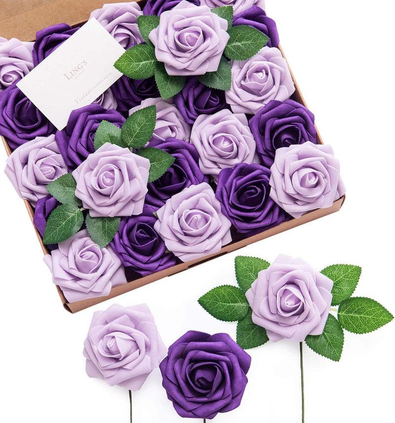 Lot de 25 têtes de roses en mousse avec tiges, toucher réaliste, pour mariage, vente en gros