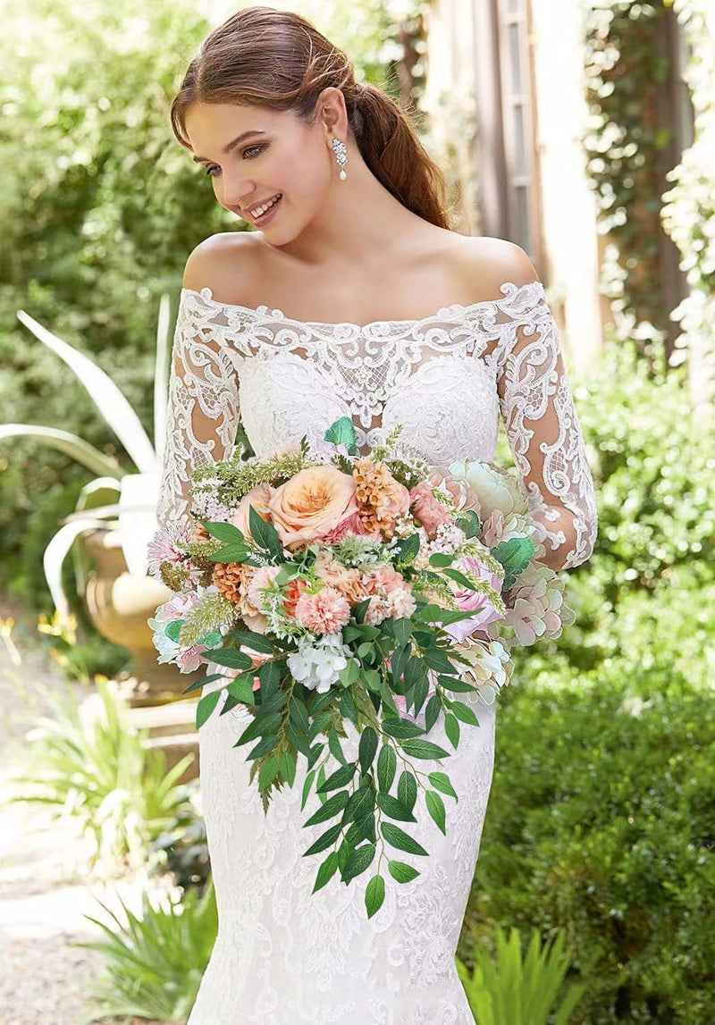 Bulk 20pcs Artificial Italian Ruscus Greenery Stems Hanging Greenery Spray for Wedding Wholesale