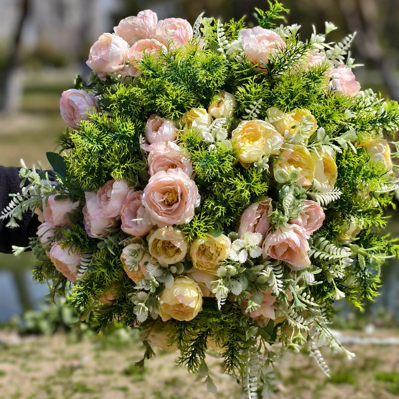 Bulk Faux Peony Bush Flowers with Greenery Plants for Outdoors Wholesale