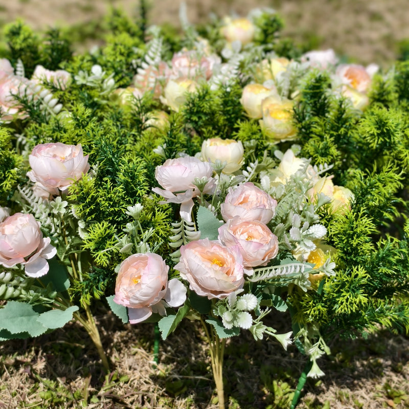 Bulk Faux Peony Bush Flowers with Greenery Plants for Outdoors Wholesale