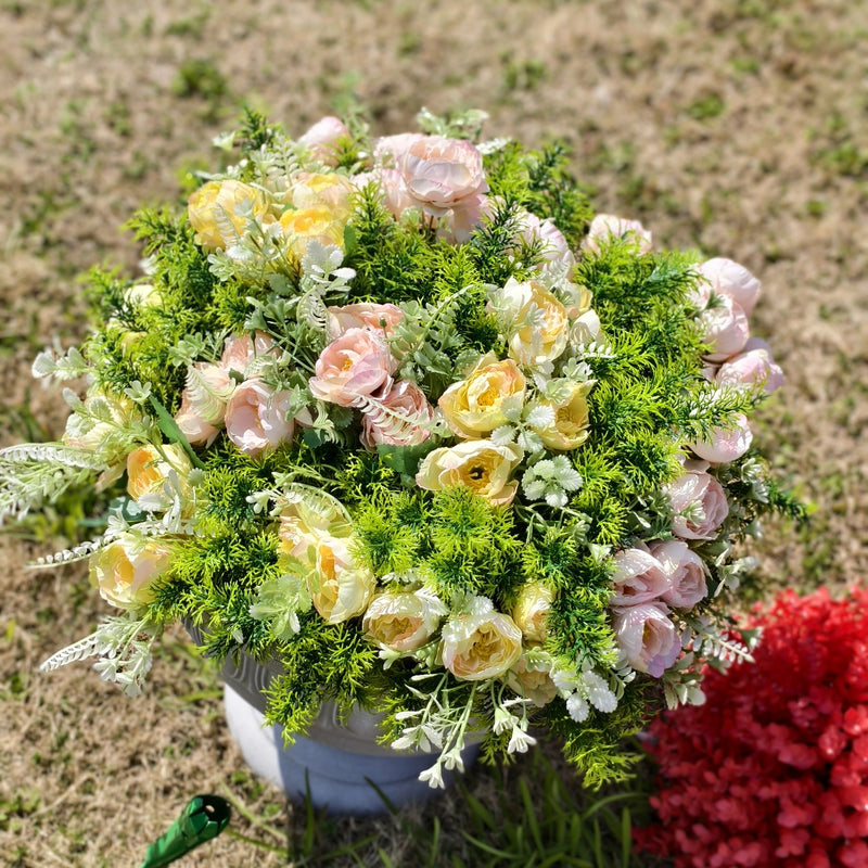 Bulk Faux Peony Bush Flowers with Greenery Plants for Outdoors Wholesale