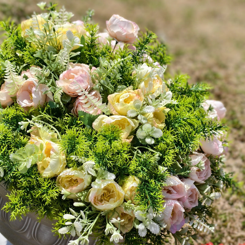 Bulk Faux Peony Bush Flowers with Greenery Plants for Outdoors Wholesale