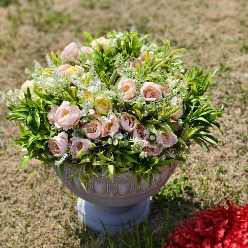 Bulk Faux Peony Bush Flowers with Greenery Plants for Outdoors Wholesale