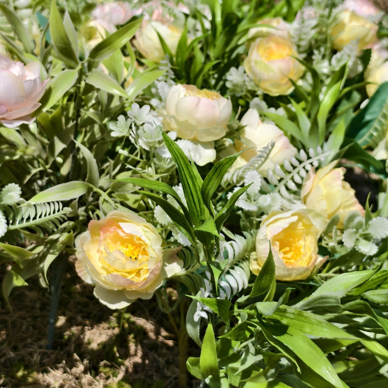 Bulk Faux Peony Bush Flowers with Greenery Plants for Outdoors Wholesale