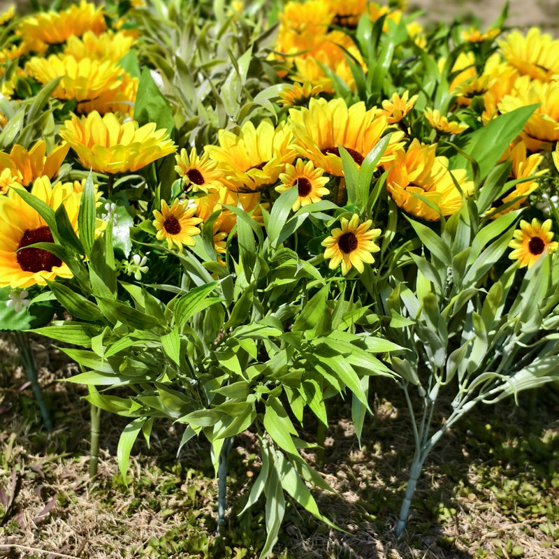 Bulk 16 Bundles Sunflowers Bush Flowers with Greenery Plants for Outdoors Wholesale