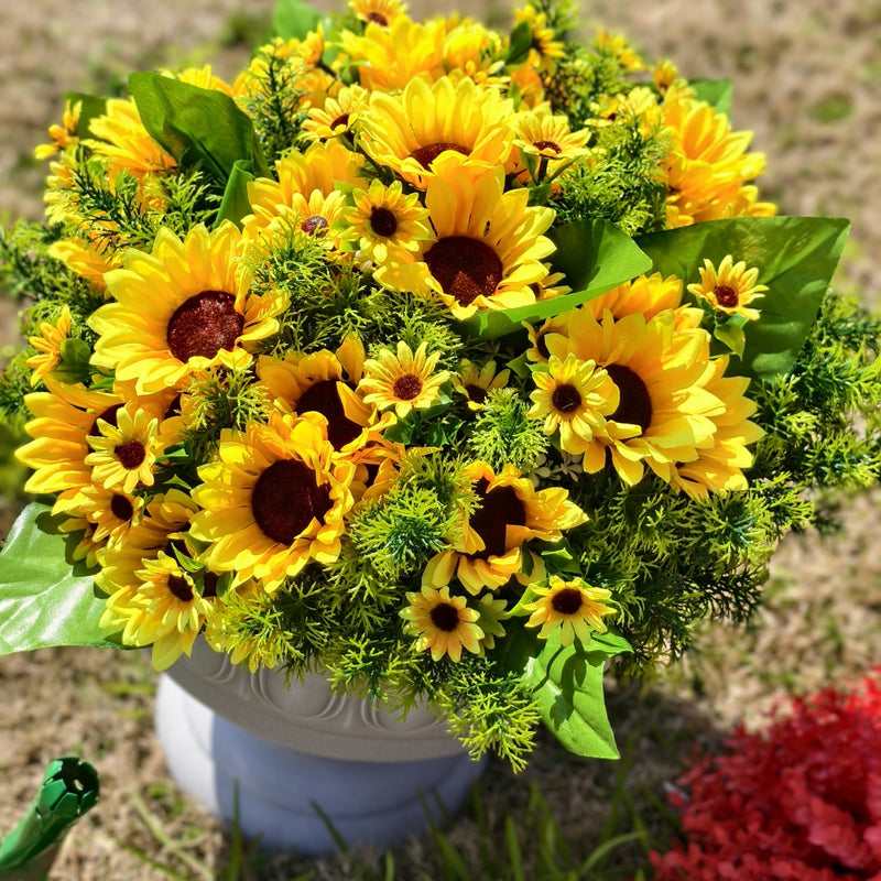 Bulk 16 Bundles Sunflowers Bush Flowers with Greenery Plants for Outdoors Wholesale