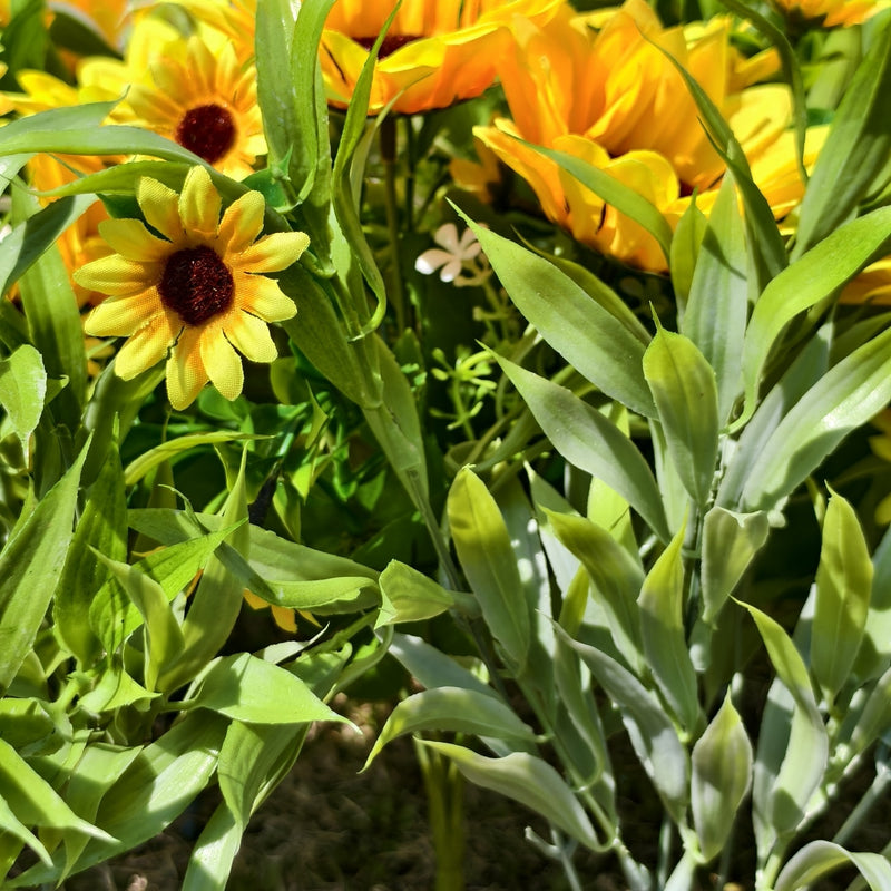 Bulk 16 Bundles Sunflowers Bush Flowers with Greenery Plants for Outdoors Wholesale