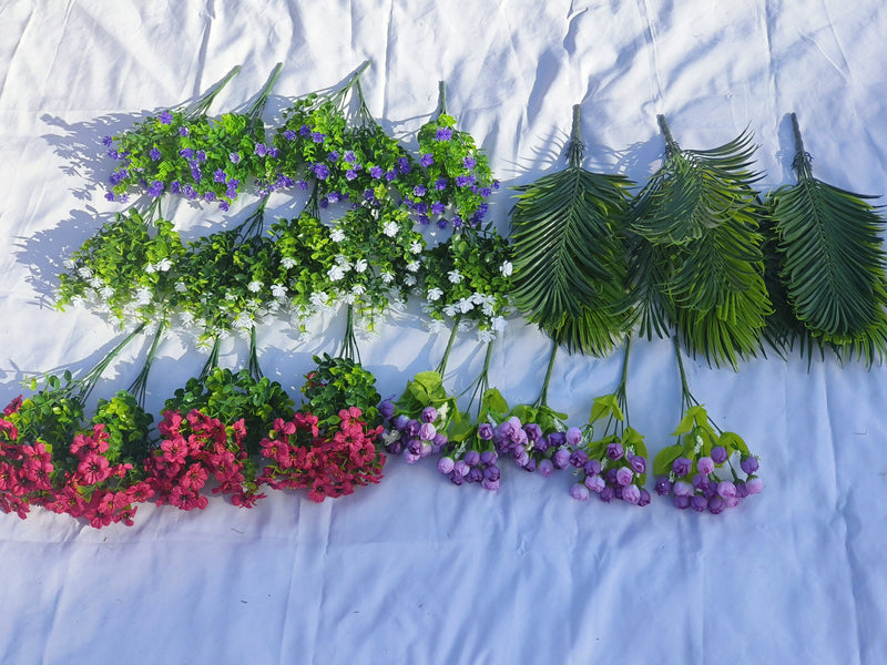 Bulk 23pcs Large Outdoor Fern Plants With Faux Flowers UV Resistant Wholesale