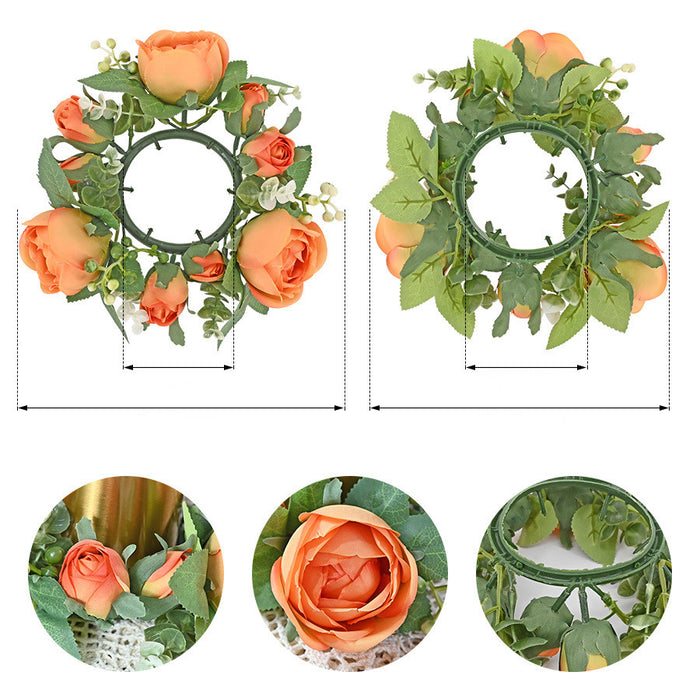 Bulk Valentine's Day Floral Arrangement Artificial Rose Wreaths Candle Rings Wreaths Wholesale