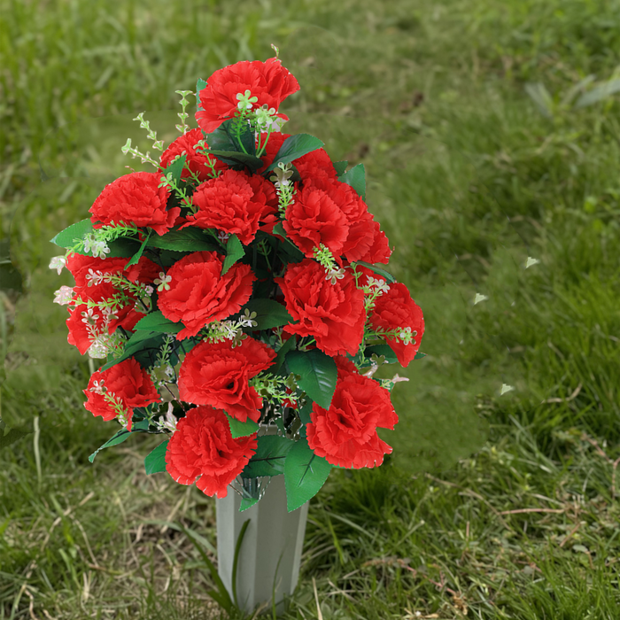 Bulk 2 Sets Artificial Cemetery Flowers for Outdoor Grave Christmas Arrangements Bouquet With Cemetery Vase Wholesale