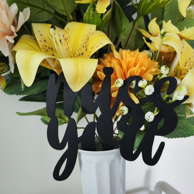 Bulk Exclusive Miss You Tiger Lilies and Mum Cemetery Flowers with Floral vase Stake for Cemetery Wholesale