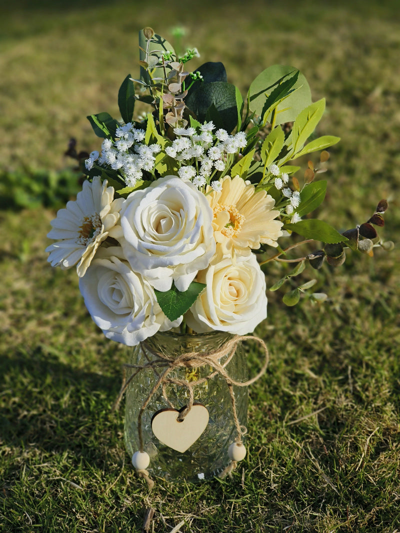 Fleurs artificielles en vrac avec vase Roses en soie Fleurs artificielles dans un vase Arrangement floral en gros