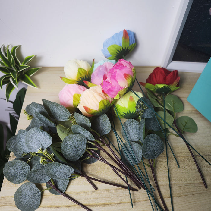 Bulk 50Pcs Peony Heads with Stems Silk Flowers for DIY Wedding Centerpieces Arrangements Wholesale