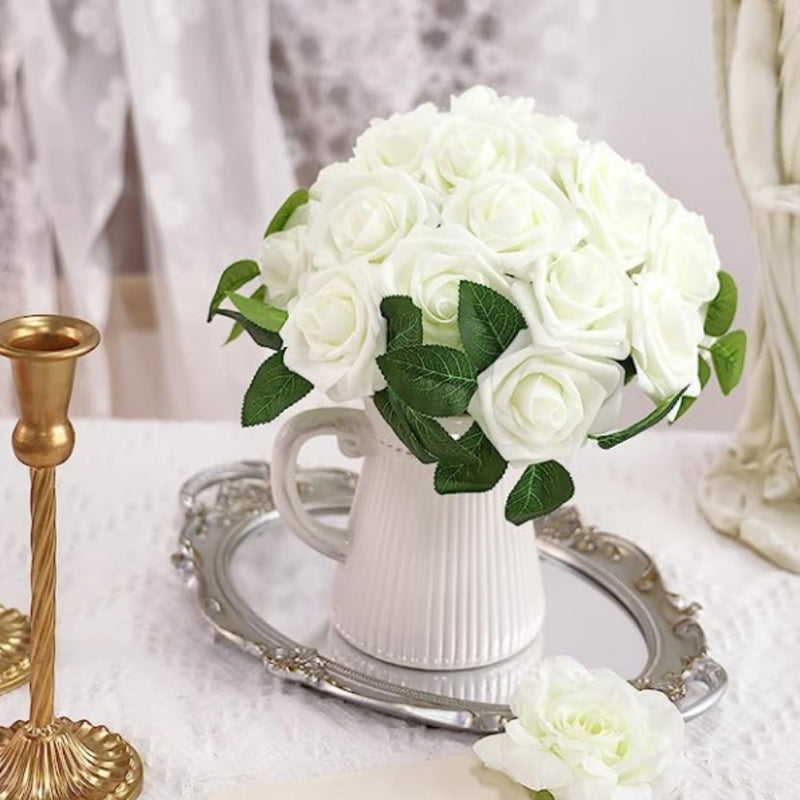 Clearance 25Pcs Artificial Rose with Stems for Wedding Decorations Bridal Shower Party Decorations Whoelsale