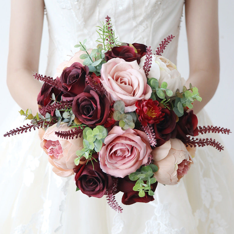 bridesmaid bouquets for burgundy dresses Boho Deep Burgundy + Sage Green Bridesmaid Bouquets. #appleblossomflowers #burgundybouquets #greenbouquets #bridesmaidbouquets #bohoweddings #wildflowerbouquets @appleblossom_flowers Photo by Leeann Schumacher