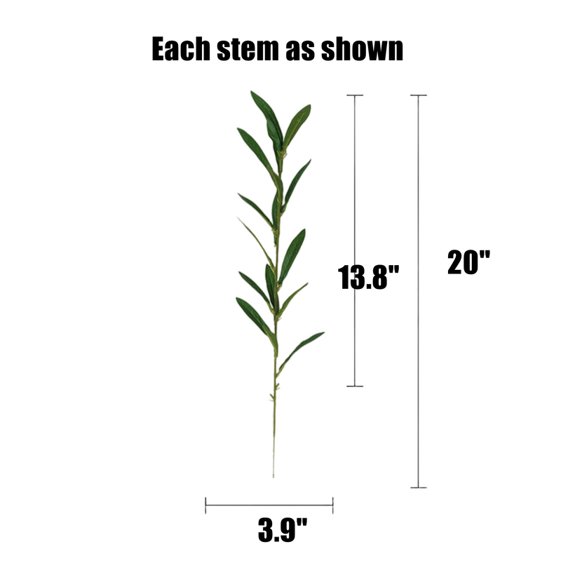 Bulk 20pcs 19.7 Inches Artificial Olive Leaves Stems Faux Greenery Branches for DIY Wholesale