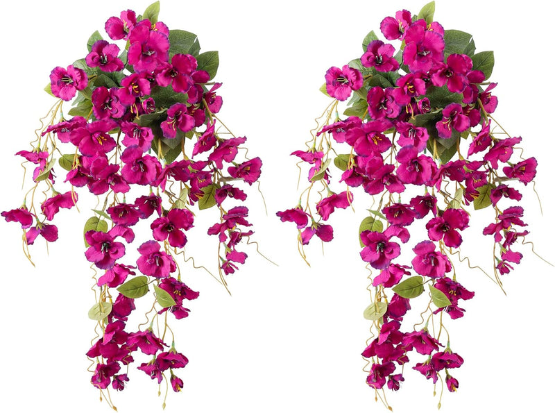 Bulk 2pcs Hibiscus Weeping Flowers Artificial Hanging Plants UV Resistant for Outdoors Wholesale