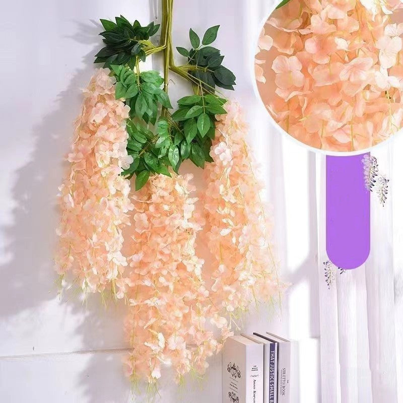 A granel 12 piezas de flores artificiales Wisteria Flores colgantes Guirnalda Ratán Vid Decoraciones de flores falsas para boda Fiesta Jardín en casa Ceremonia al aire libre Decoración floral al por mayor 