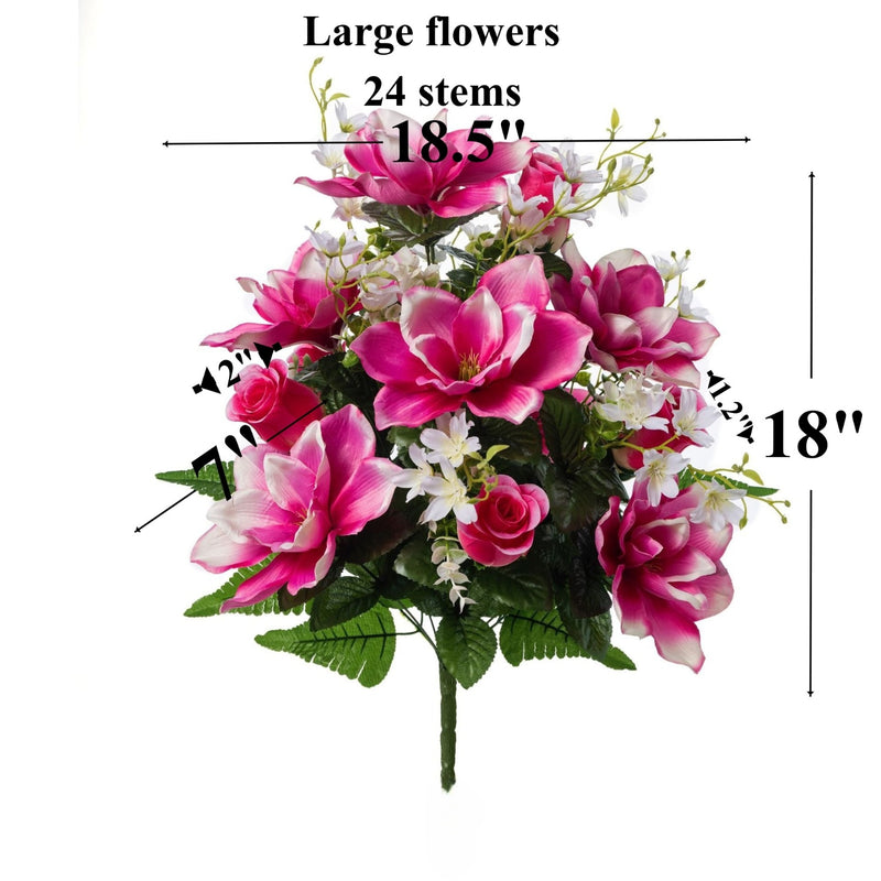Bulk 2 Sets 18" Large Artificial Cemetery Flowers with Vase for Grave Wholesale