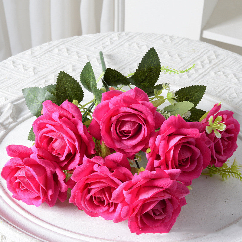 Bulk 13.5" Rose Bush Bouquet Faux Silk Rose Flowers Wholesale