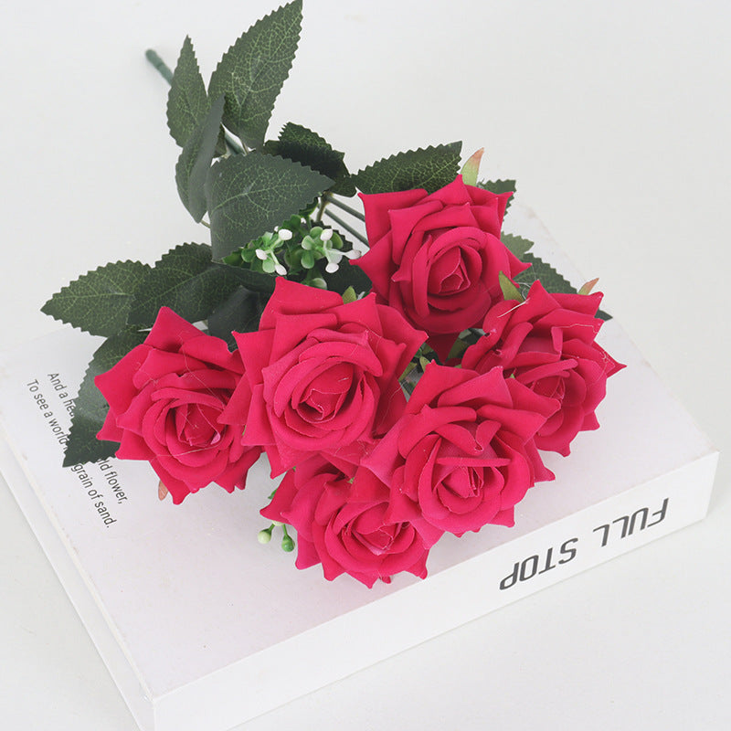 Bulk 11 Colors 14" Blooming Velvet Rose Bush Stems Velvet Artificial Flowers Wholesale