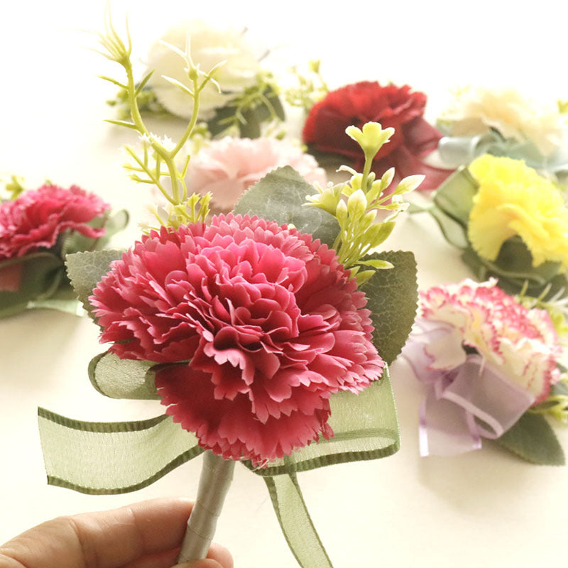 Bulk Carnation Corsage and Boutonniere Set for Wedding Party Cake Toppers Wholesale