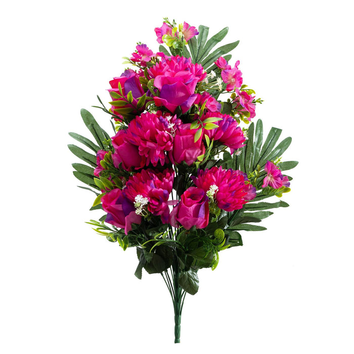 Bulk 25.5 Inches Tall Large Bush Mum flowers for Cemetery with Rose Buds Wholesale