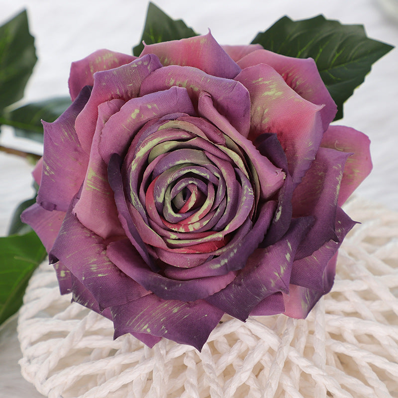 Bulk 3Pcs Vintage 1970s Theme Wedding Rose Stems Silk Flowers Oil Painting Rose Arrangement Wholesale