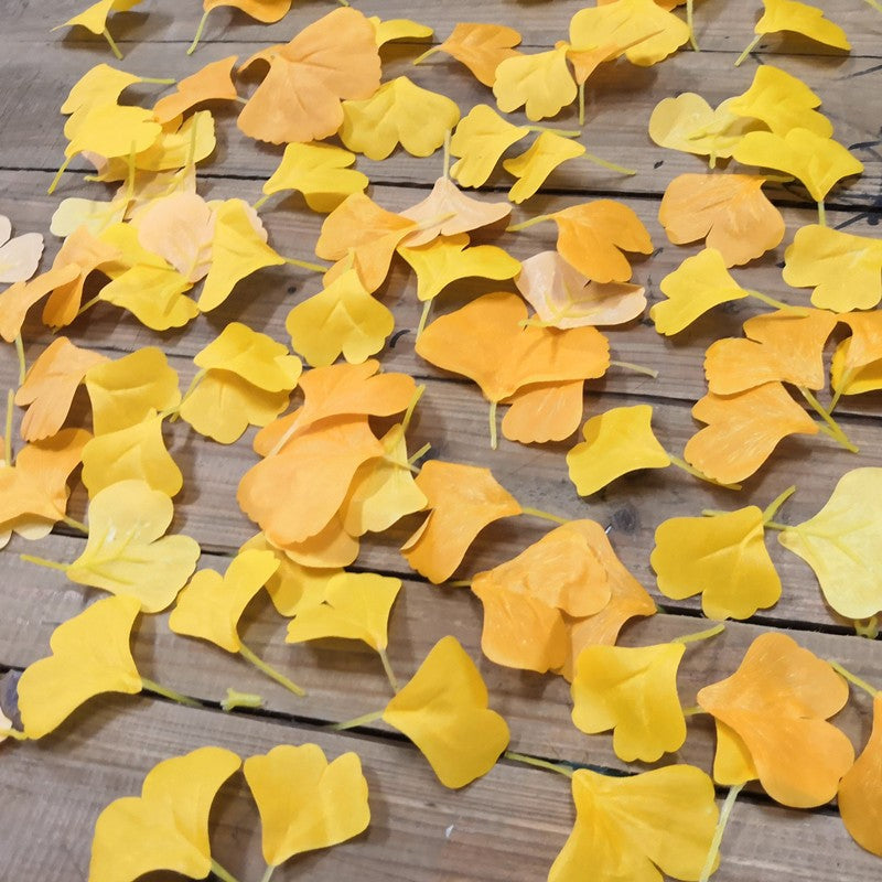 Lot de 108 feuilles de ginkgo artificielles pour décoration d'automne en gros 